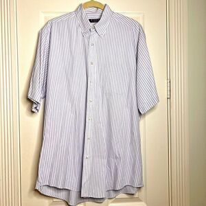 Byron and Poole White with Blue Stripes Short Sleeve Cotton Shirt